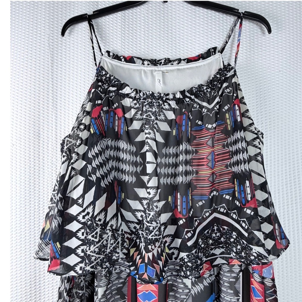 NY Collection Woman Geometric Tribal Print Maxi Dress Black Red 2X Sleeveless - Picture 4 of 10